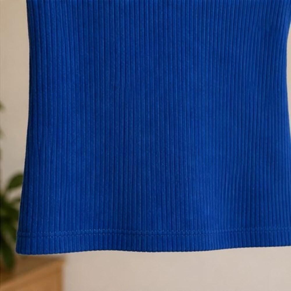 Cobalt Ribbed Square Neck Top - Picture 6 of 6